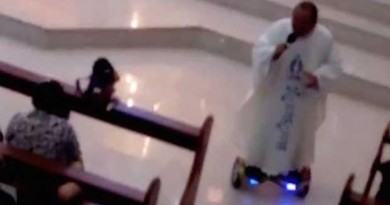 Priest Rides Hoverboard While Delivering Christmas Sermon
